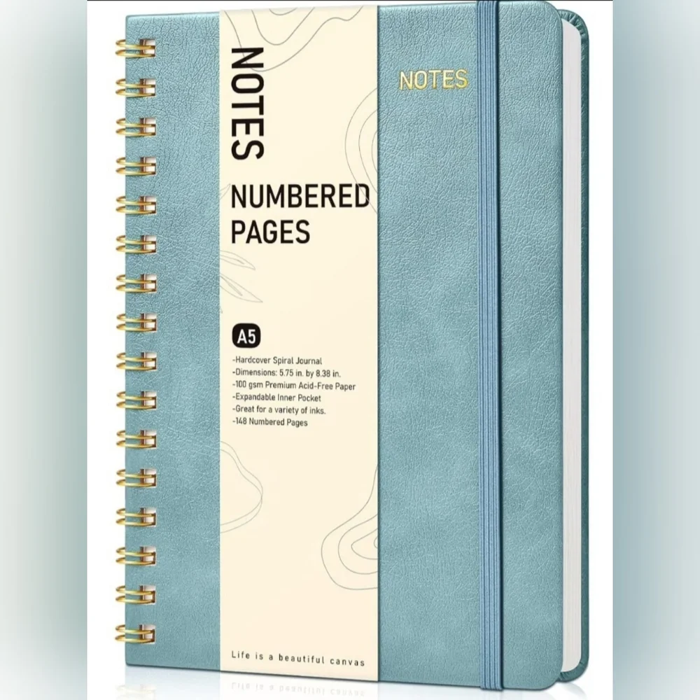 🍎Nwt Lined Spiral Journal Notebook A5 Hardcover 150 Numbered Pages Sketch Diary